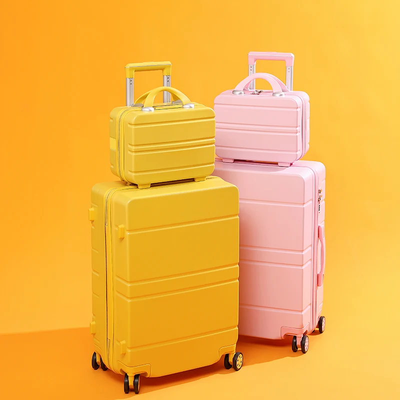 
New style shiny rose gold ABS suitcase zipper pulls personalized luggage set for lady 