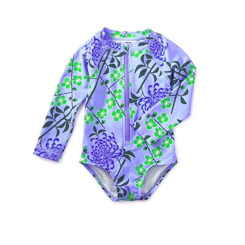 200pcs customized UV protective baby beach one piece rashguard zipper up style baby swimwear suit rash  clothing