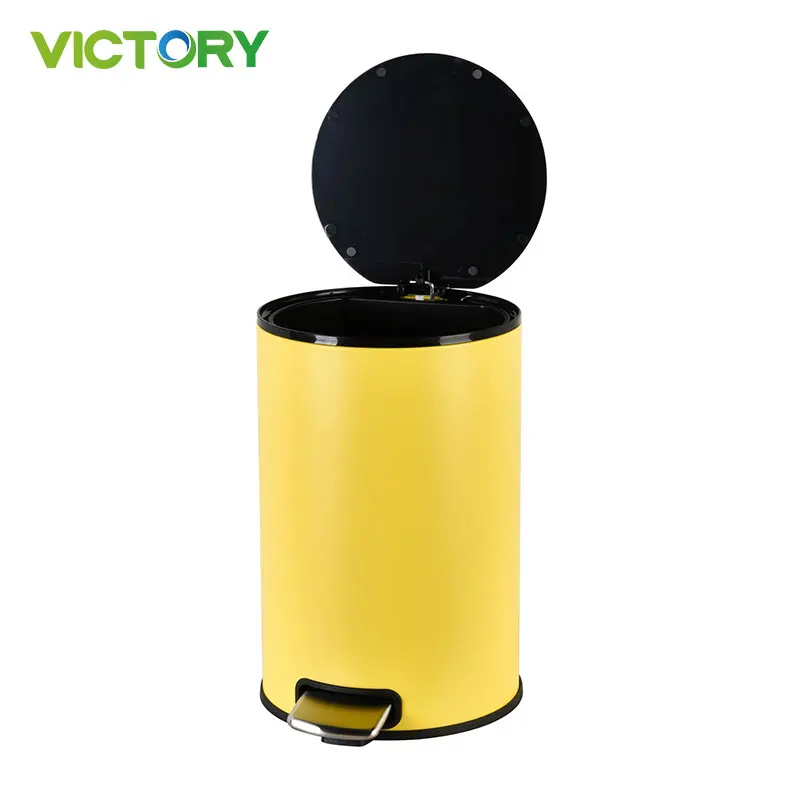 5L Grey Bathroom Pedal Shape Removable Inner Bucket With Trash Bag Hole Garbage Bins With Plastic Lid