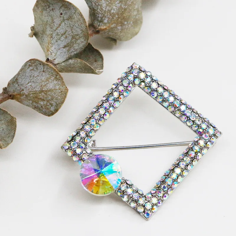 blingbling colorful crystal brooch pin,creative geometric brooches jewelry