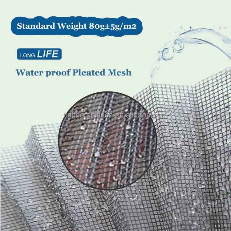 Wholesale Window Mesh Material Plisse Insect Screen Cost Wind Resistance Pleated Mosquito Net Plastic Industrial 30m Custom Size