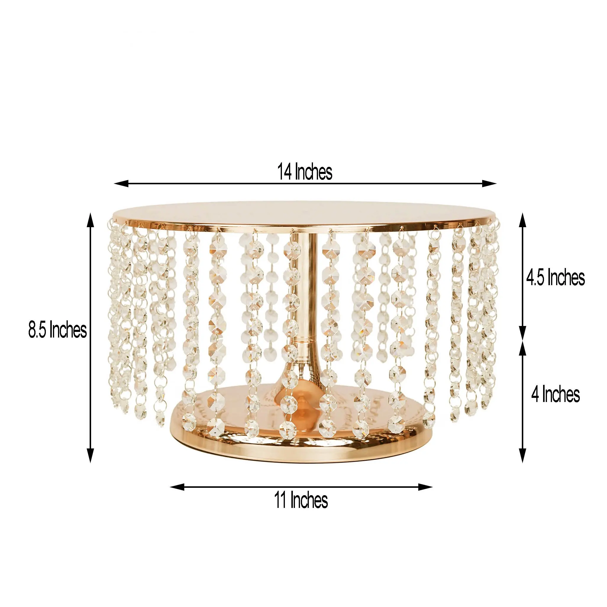 Round Gold Crystal Pendants Metal Chandelier Cake Stand Tall
