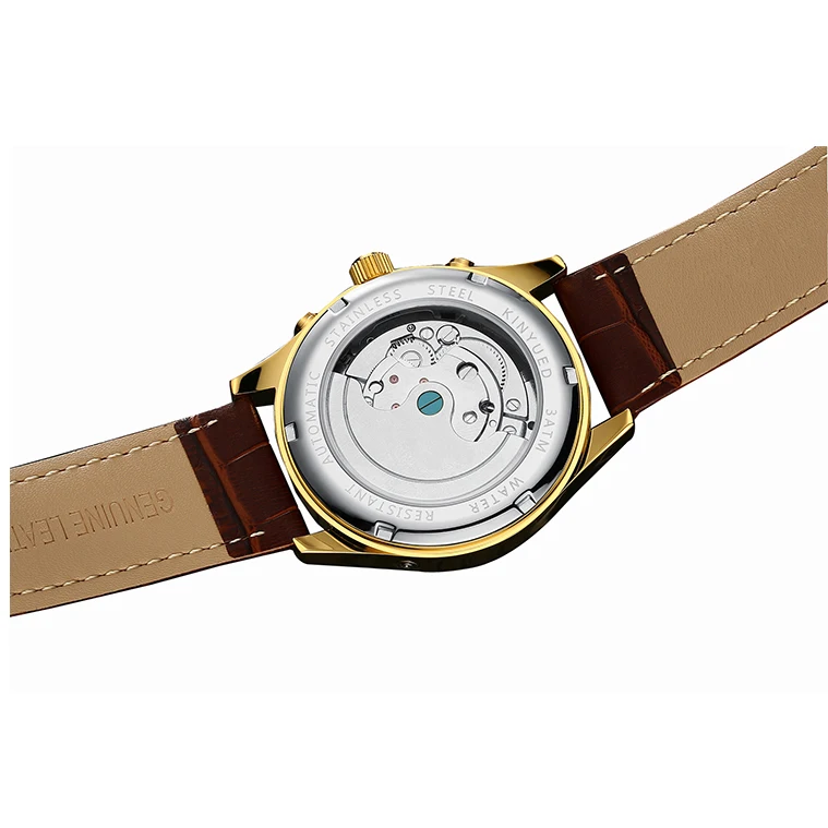 Часы наручные Reloj мужские водонепроницаемые роскошные спортивные автоматические механические с кожаным ремешком коробкой