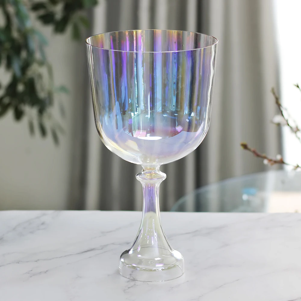 5.25-8.75' pure quartz crystal singing bowls set  sound healing instruments free suede mallet chalice percussion instrument