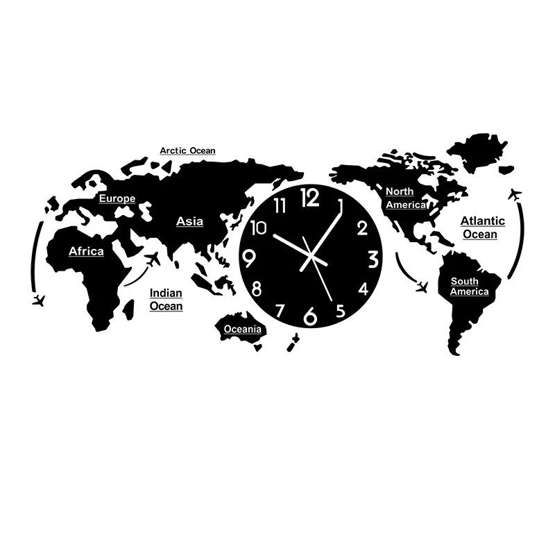 Настенные декоративные настенные 3d-часы «сделай сам» приклеивающиеся украшения с изображением карты мира гостиной замок без