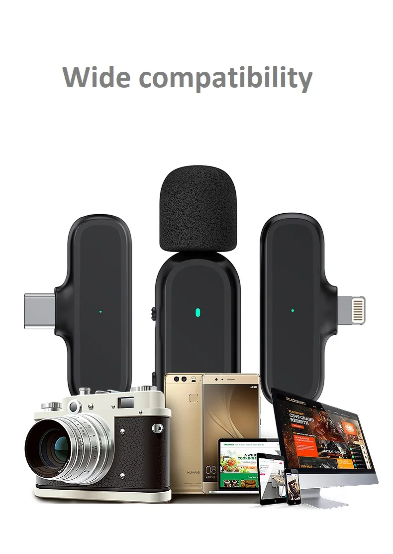 Wireless Lavalier Mini Microphone with Battery for radio vlog shooting video interview singing recording