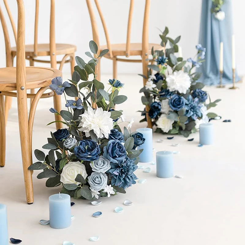 top seller 2023 decorative aisle flowers wedding artificial dusty blue foam flowers ball for wedding backdrop