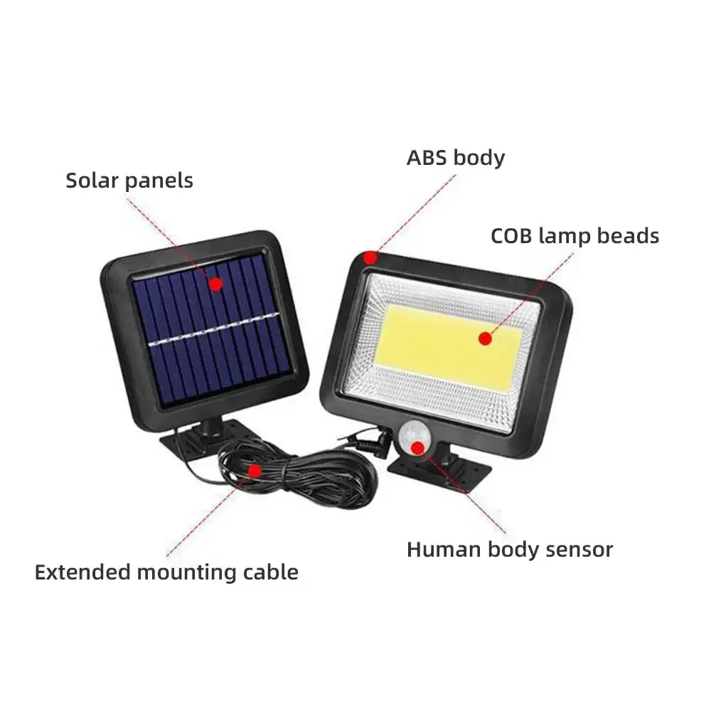 Split type solar panel 100 COB induction wall lamp outdoor waterproof garden street light