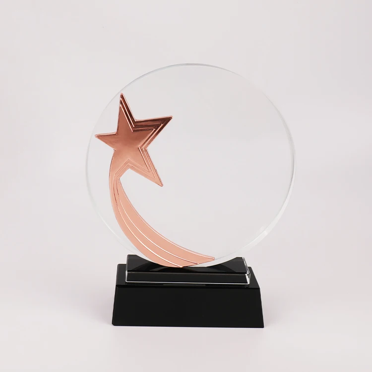 Gold silver bronze resin Star Glass Crystal  plaque Trophy and Award MH-NJ0167