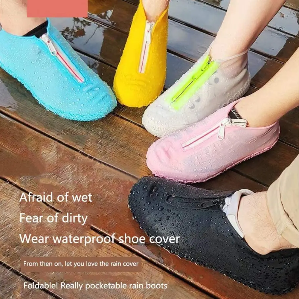 2022 Upgrade Resistant Rain Boots Non-Slip  Reusable Overshoes with Zipper Silicone Waterproof Shoe Covers for Women Men