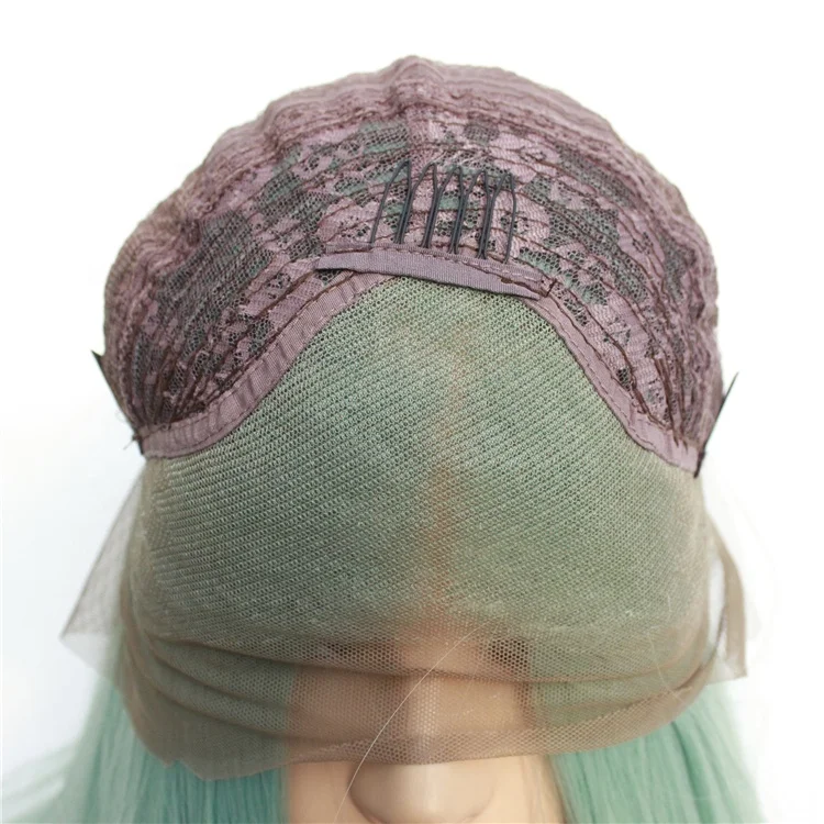 Mint Green Long Silky Straight High Quality Heat Resistant Lace Front Wig