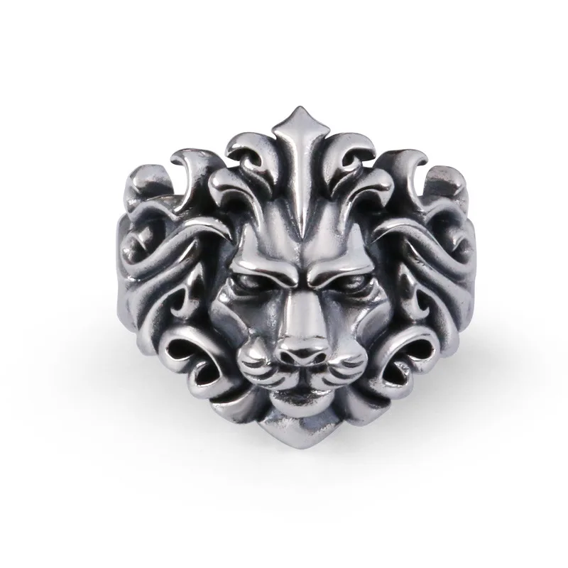 Merryshine custom mens boy vintage punk signet greek king lion of judah shaped lion head ring for men