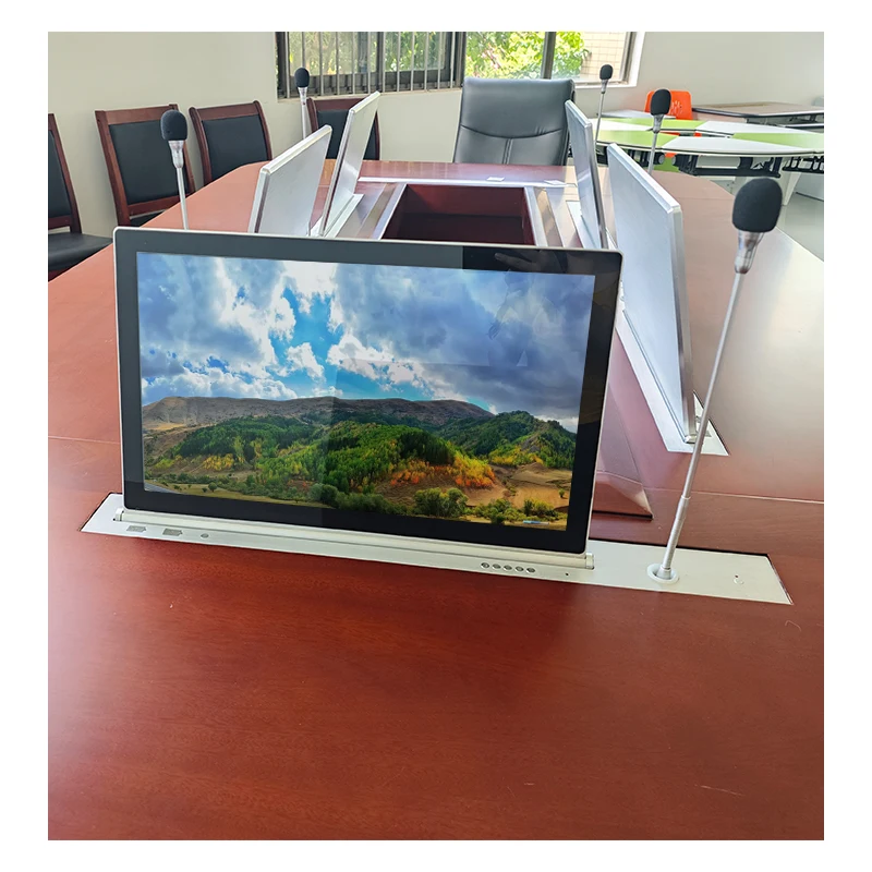 Conference Table Lcd Motorized Lift Monitor Conference Microphone Motorized Touch Screen Lcd Monitor Lift With Audio