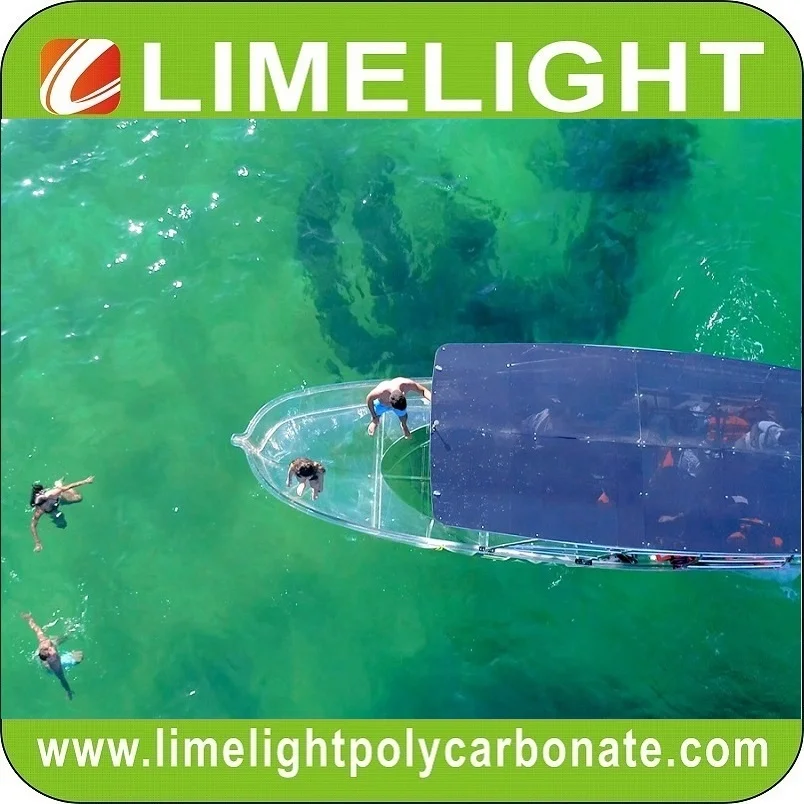 LIMELIGHT best sell big size clear boat transparent glass bottom boat crystal clear boat for 10 passengers