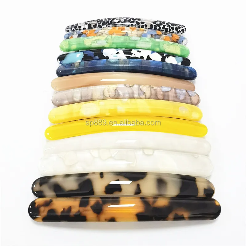 Factory wholesale acetate hair barrette for women slim hair clips strip shape hairpins