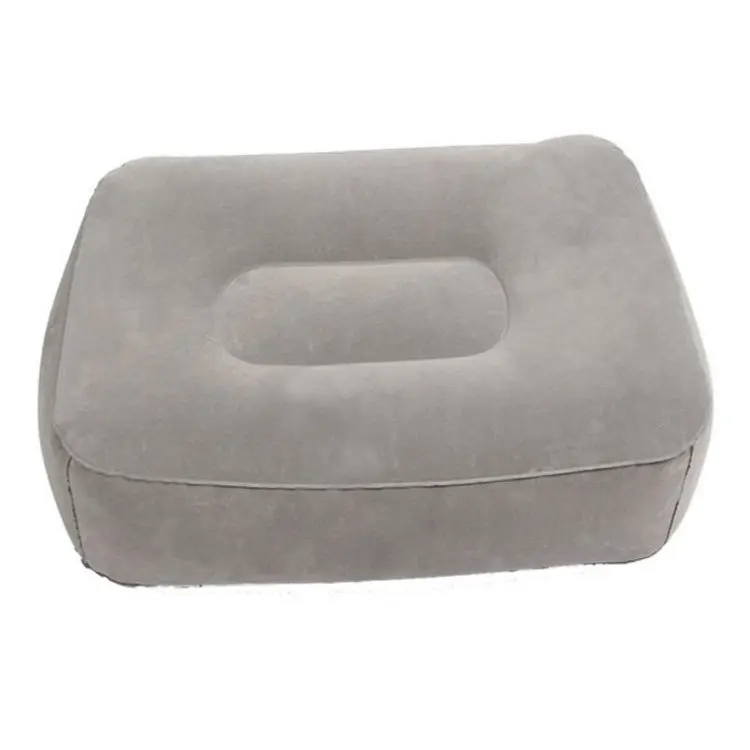 Grey and Blue color inflatable Travel Foot Rest Pillow Footrest Cushion for Travel home and office leg rest