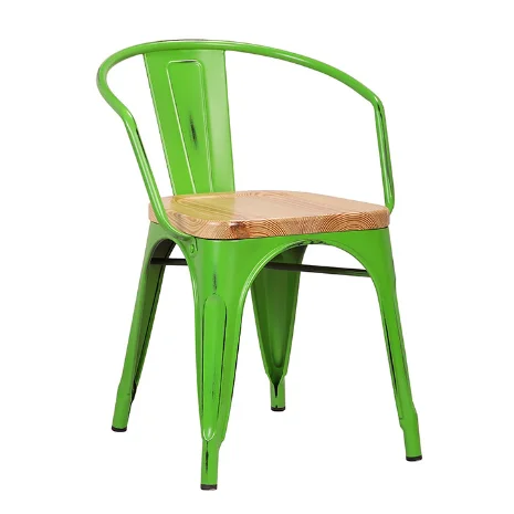 
Wholesale high quality dinning metallic lowback metal chair with wood pad restaurant dining chair 