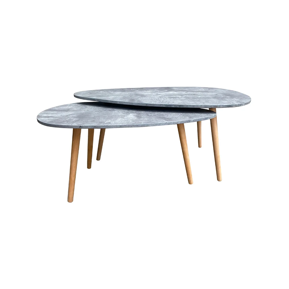 Nordic Leisure Low Height Furniture Design Triangle Tea Table Sets MDF Top Wooden Legs Coffee Table For Restaurant Coffee Shop