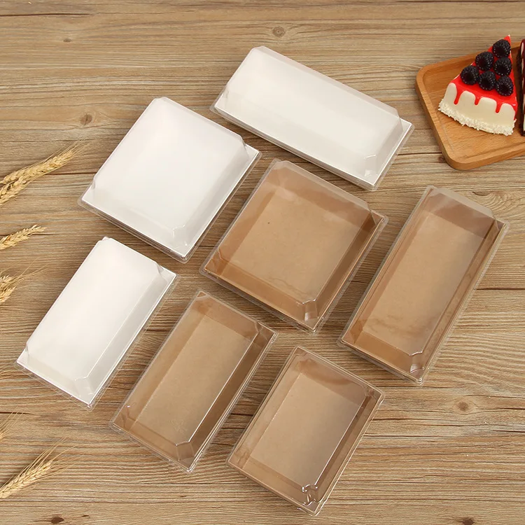 2100ml Rectangle chicken recyclable biodegradable boxes disposable brown kraft paper takeout food paper box with clear window