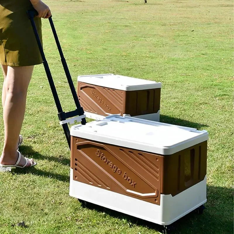 Wheeled Carts Foldable Pulley Foldable Trolley For Outdoor Space Saving Adjustable Stackable Wheeled Carts for Camping