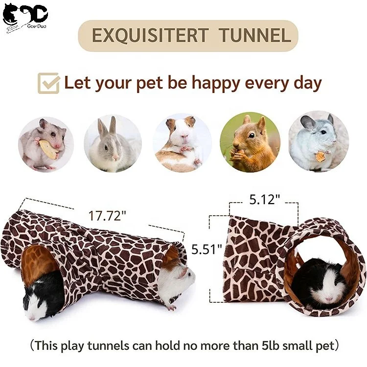 GeerDuo 3 Way Foldable Plush Collapsible Rabbits Hedgehog Rat Chinchillas Guinea Pig Pet Tunnel Toy Cage