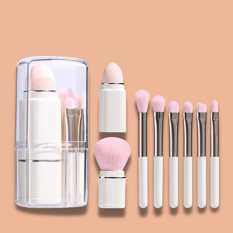 Gmagic Creative 8 in 1 Travel Makeup Brush Set Retractable Portable Foundation Blush Brush Eye Detail Makeup Brush Travel Set