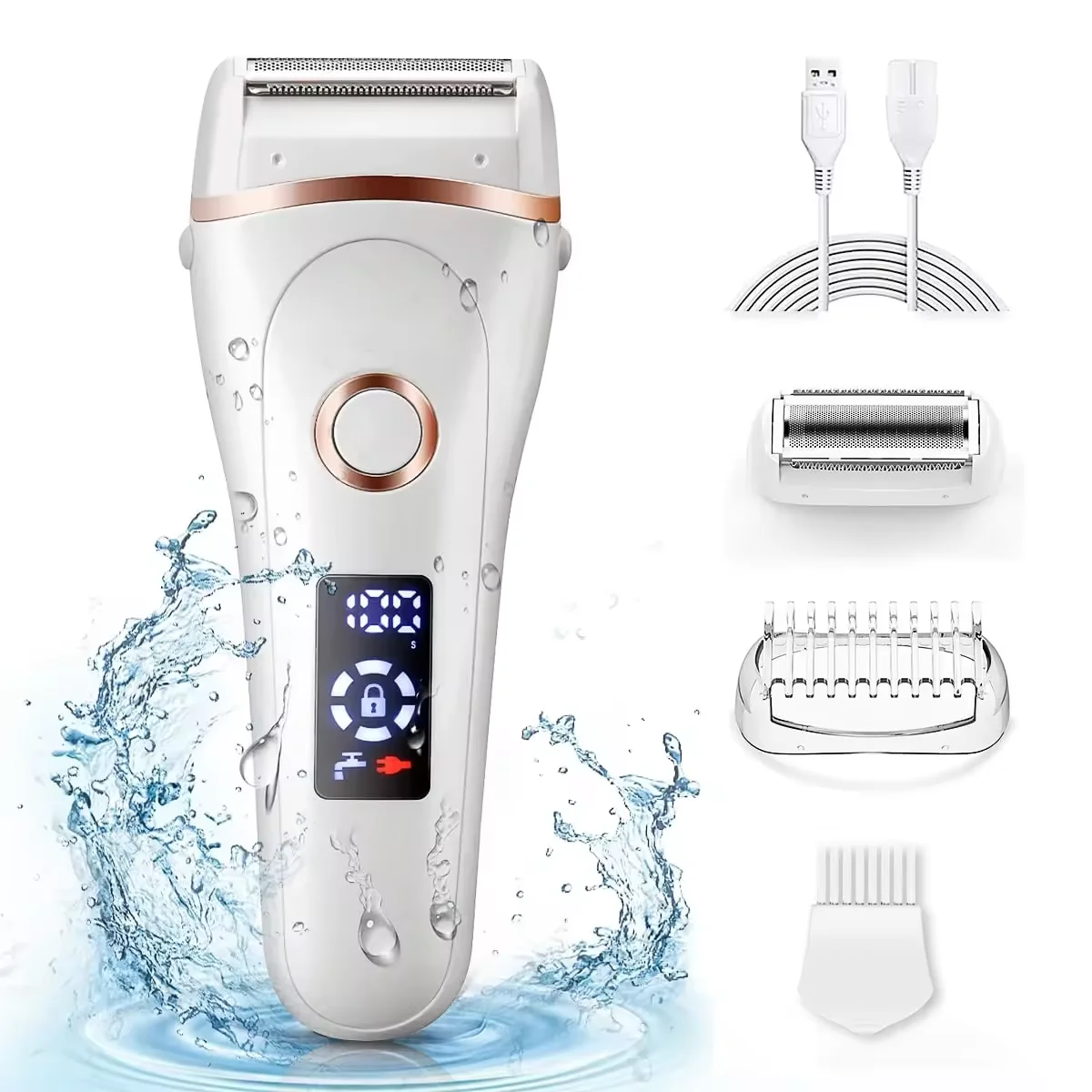 3 In 1 Rechargeable Waterproof Body Legs Underarms Trimmer Bikini Cordless Hair Remover Electric Razor Back Shaver For Women