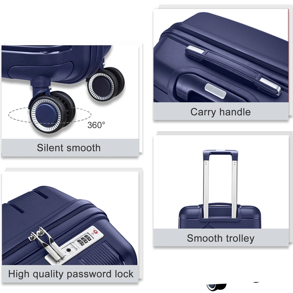 OEM PP Luggage 3piece Set Hot Selling Anti Scratch Full Aluminum Travel Luggage Multi-functional Boarding Case Carry on Suitcase