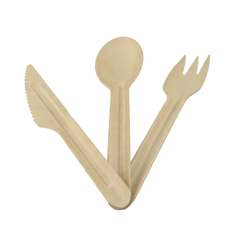 Biodegradable And Compostable Natural White Paper Spoon Knife Fork Cutlery Utensil Sets In Spain