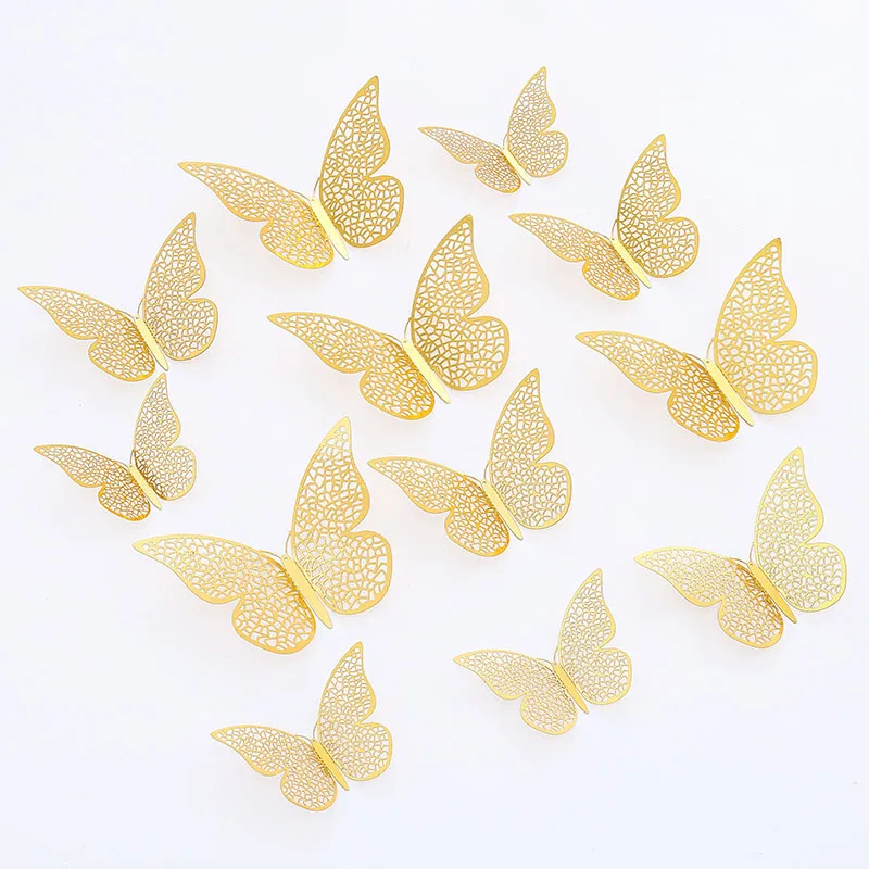 Hot Selling Lixsun 3 Sizes Gold Large Butterfly Cake Decorations for Birthday Decorations Butterfly Party Decorations