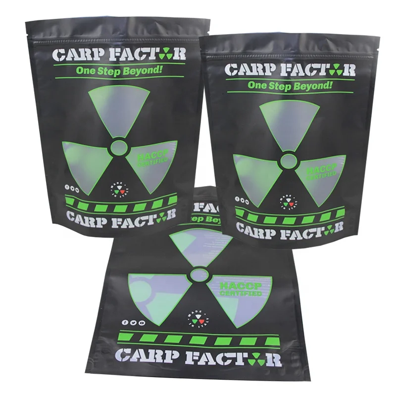 factory custom printed stand-up fishing lure baits boilie packing clear plastic bags with logo printing