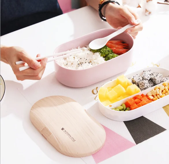 Wholesale  Eco-friendly   Microwave 2 layers bento  plastic japanese  bento lunch box for kids  food container