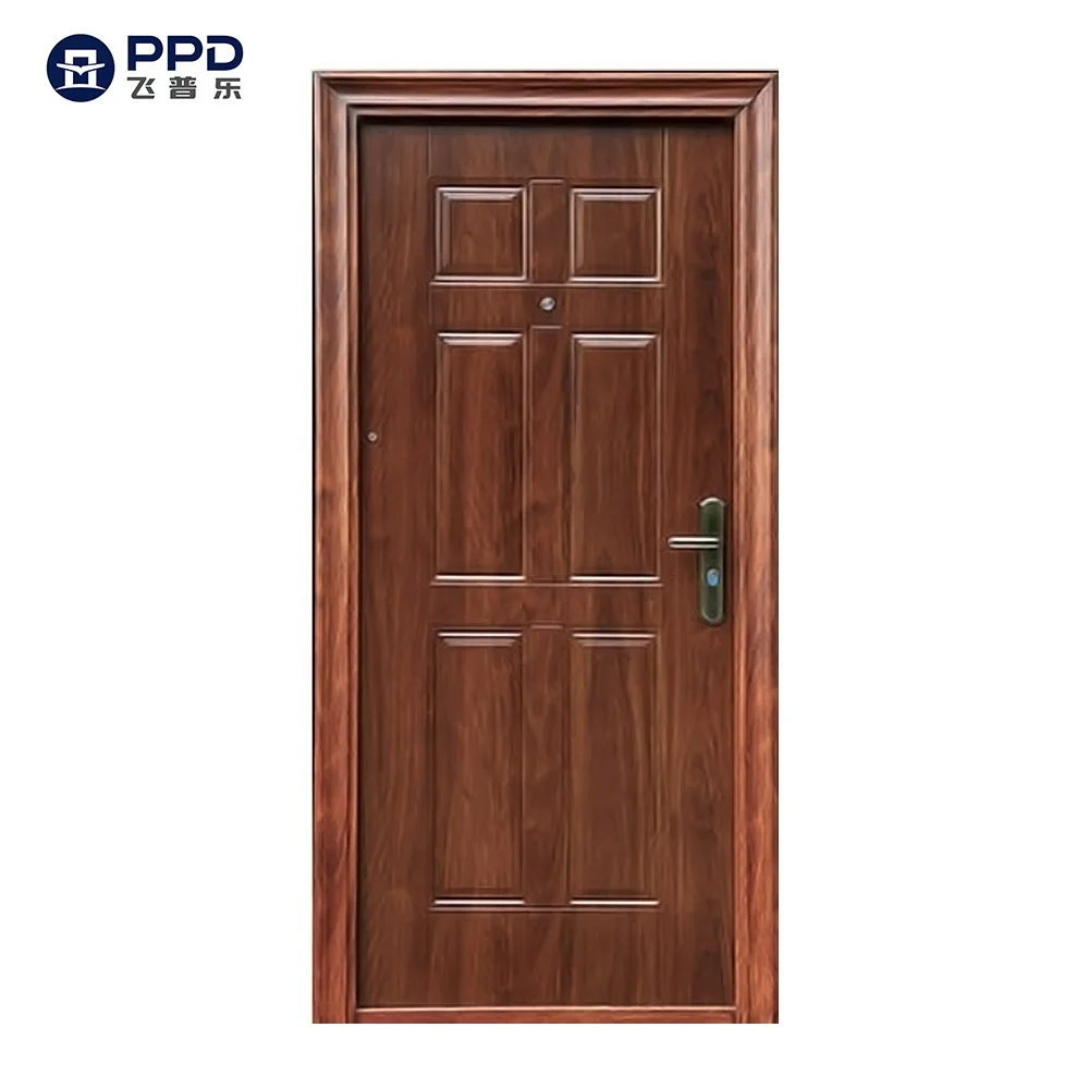 Modern Main Entrance  Security Steel Door Iron Exterior House Door Designs With Smart Lock