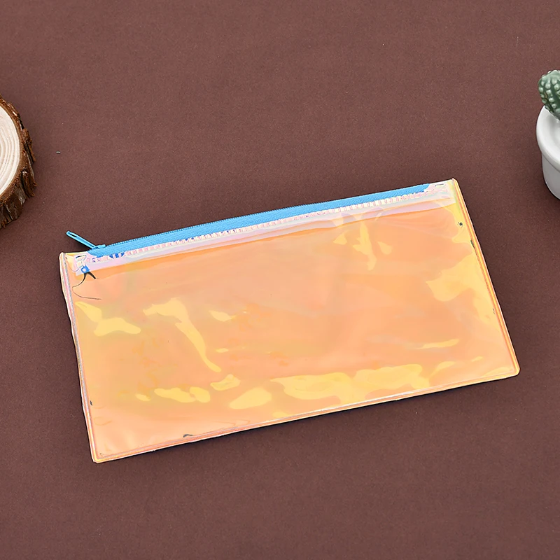 Pearlescent Candy Color Pvc Pen Bag Zipper Pencil Case Slider Zipper Plastic Stationer Product