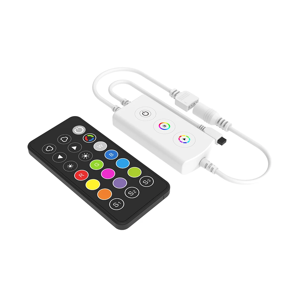 Mini WiFi & IR RGB CV контроллер F3-D(WT)+ RC3 (Tuya) Беспроводное приложение Tuya 3CH * 1.5A 5-24VDC светодиодный для 5M Led Stirp