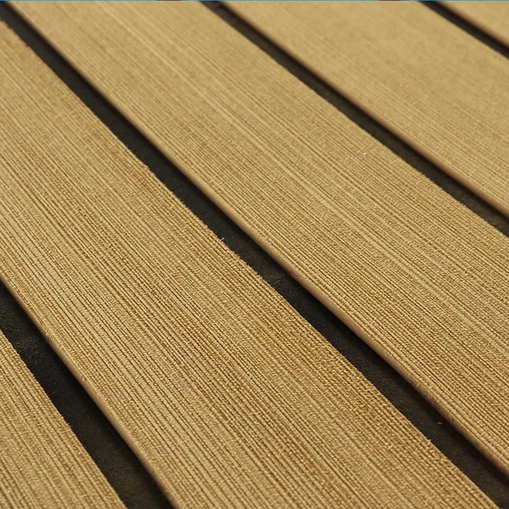 QTMat Light Grey + Black Color Anti-slip UV- Resistant EVA Foam Faux Teak Sheet Recreational Vehicle RV Car Boat Flooring
