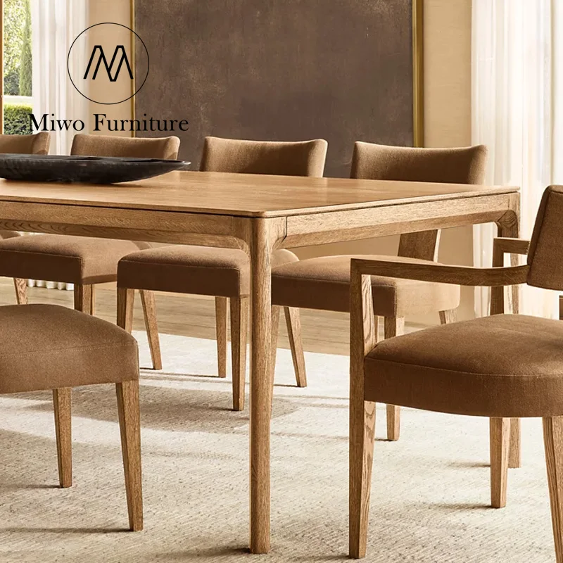 Luxury exquisite American wooden rectangle table set modern hotel villa house custom restaurant furniture banquet Dining table