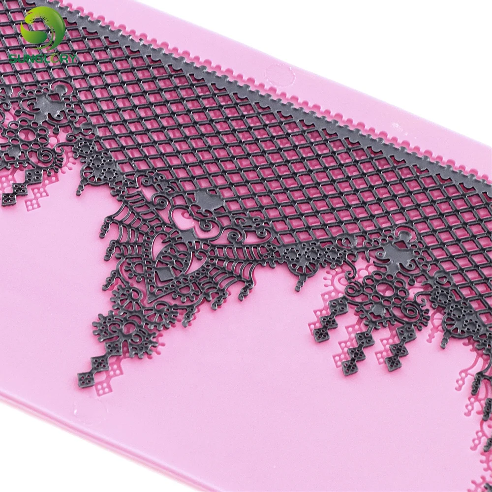 Праздничное украшение силиконовый кружевной коврик для торта граница сахар кружевная форма кексов жвачки пасты помадки инструменты выпечки свадебное