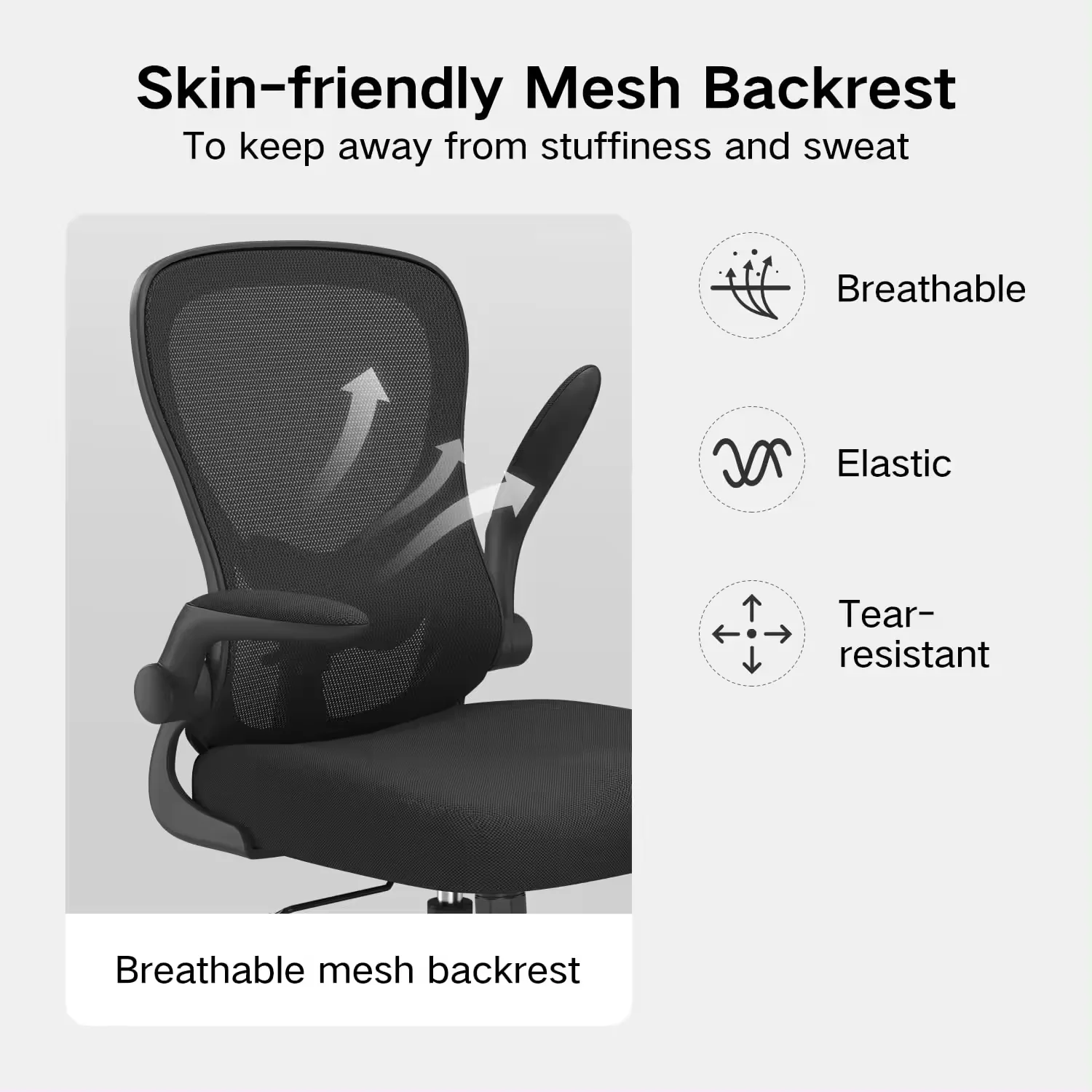 Comfortable Ergonomic high back modern Chair with Adjustable Lumbar Support Flip-up Office computer Chair