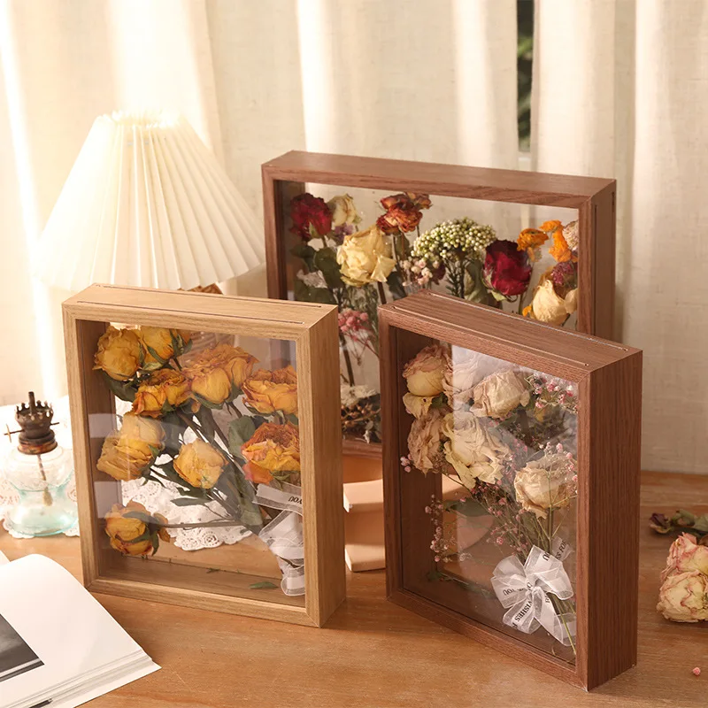 Hot sale in Australia shadow box frame wood 3d shadow box Dried flower picture frame for wedding