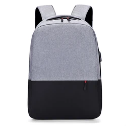 Custom logo plain waterproof polyester college computer bag unisex daily zipper travel school contrast color laptop backpack