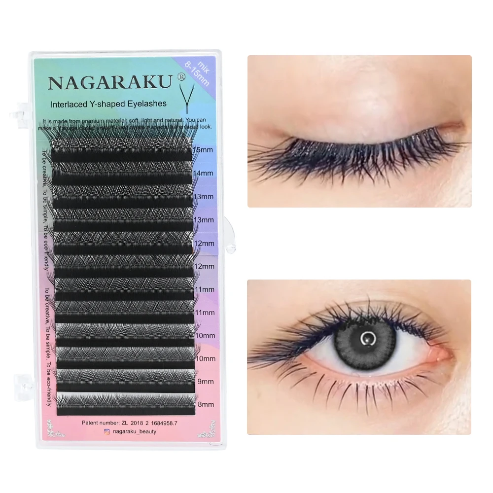 NAGARAKU curl L LU Y shape hand woven premium mink soft light natural eyelashes extension