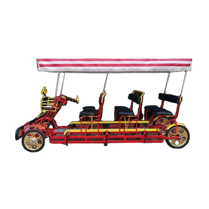 
Commercial 6 People Sightseeing Bike Customized 4 Wheel Big Tandem Bicycle Tourist Surrey Bikes 