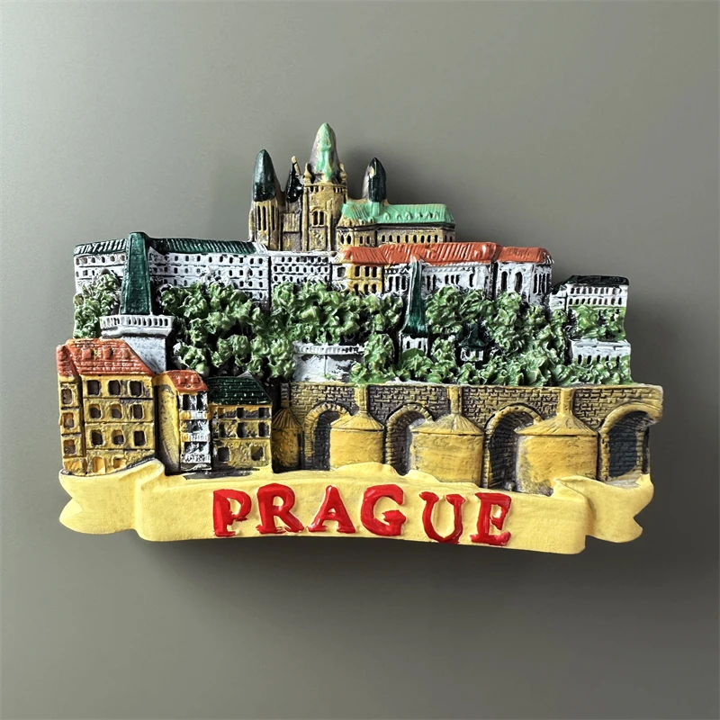 Custom fridge magnets travel Prague Castle and Charles bridge gift Czech souvenirs 3D magnet