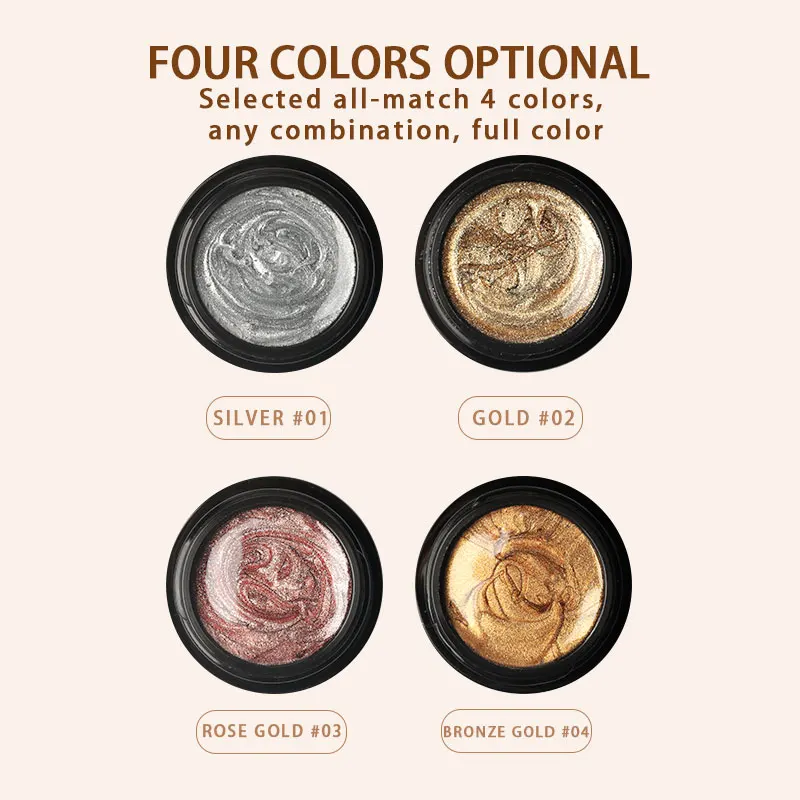 HS Private Label Emboss Sculpture Carving Gel Nail10g Metal Paint Nail Gel Polish Art Design 4Colors