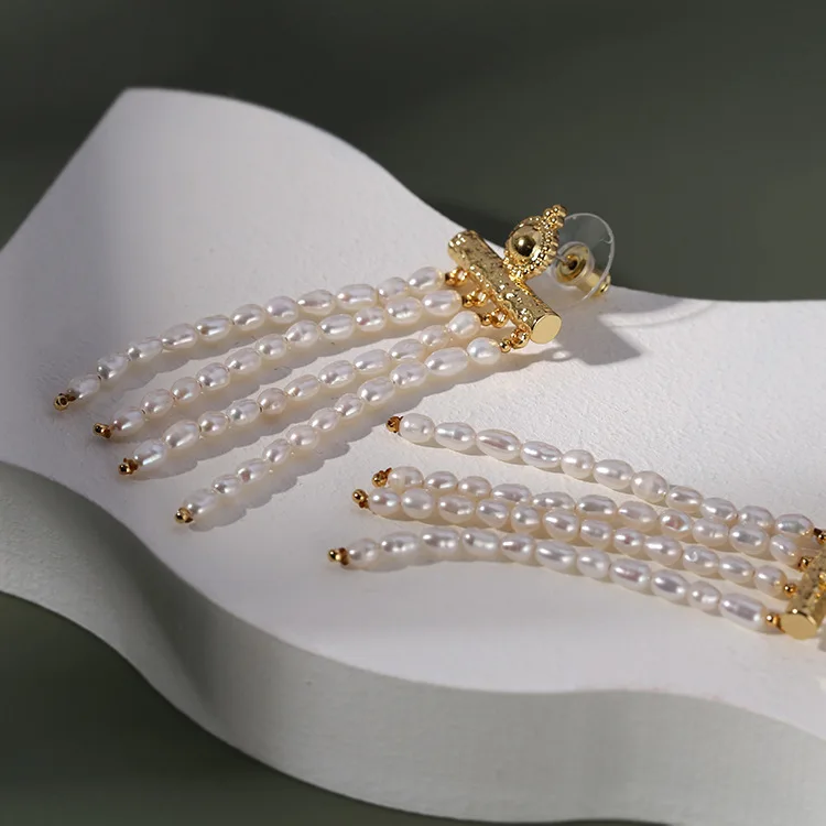 
Natural Freshwater Pearl Earrings Vintage Tassel Pearl Earrings Jewelry Women 