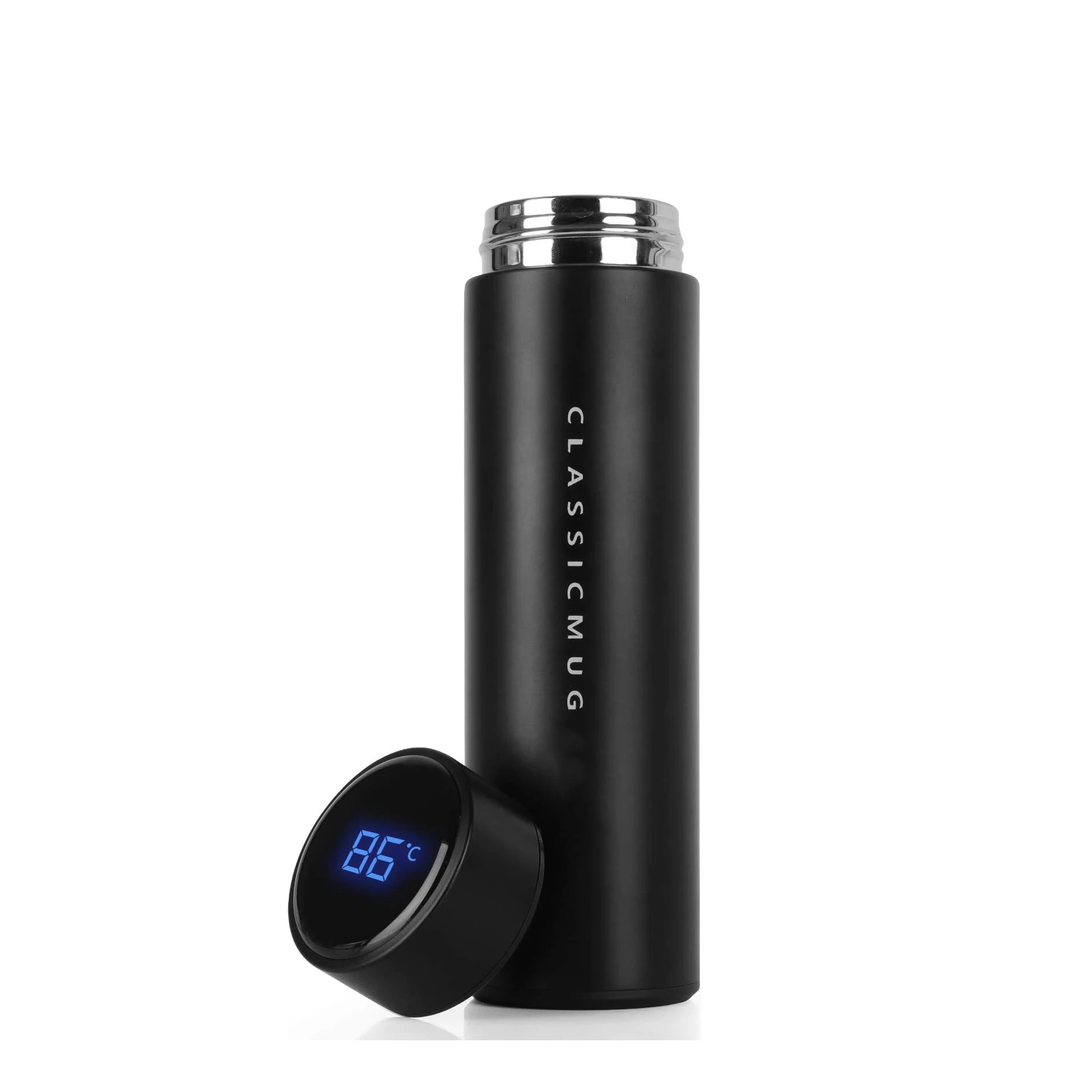 Stainless steel temperature display water bottle with tea strainer for coffee and tea Smart LED Insulated Flask Travel Cup