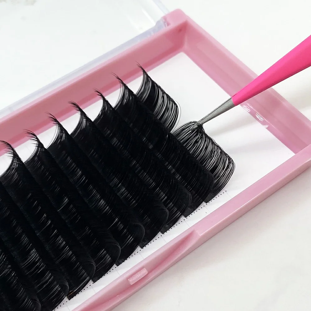 0.05 handmade volume eyelash extensions korean premium cashmere pbt silky soft russian volume lashes wispy mega fluffy easy fans