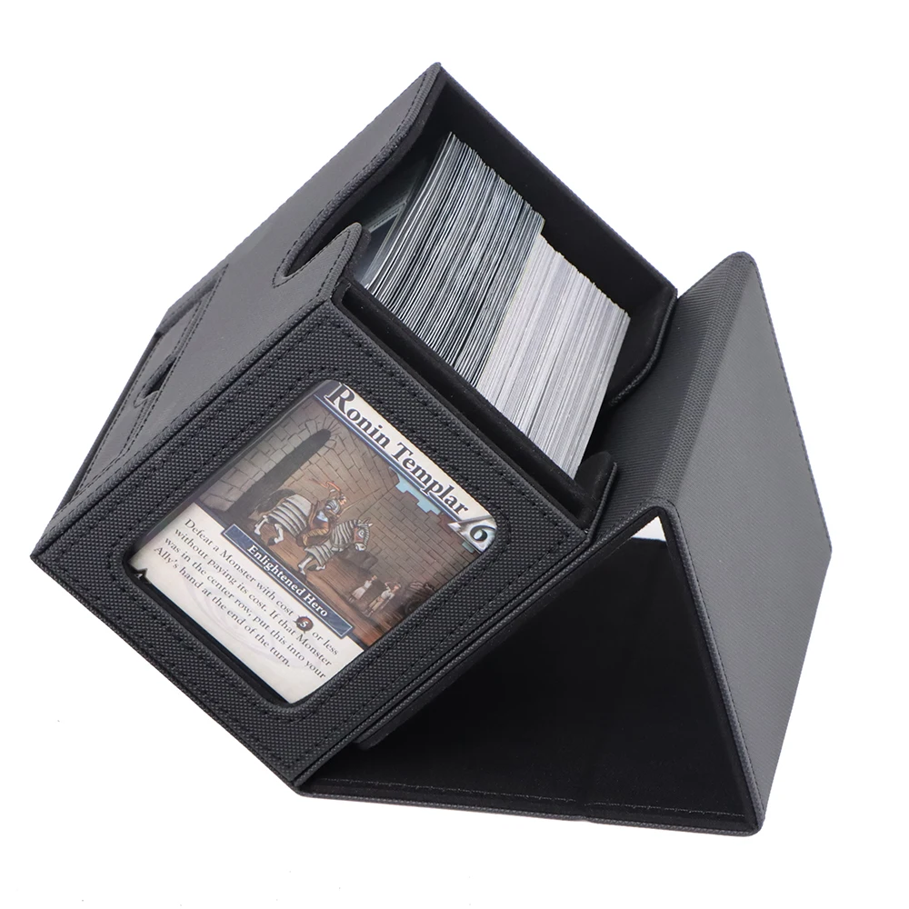 Custom Logo Pu Leather Deck Box Yugioh Trading Card Game with Acrylic Card Holder  Leather Deck Box