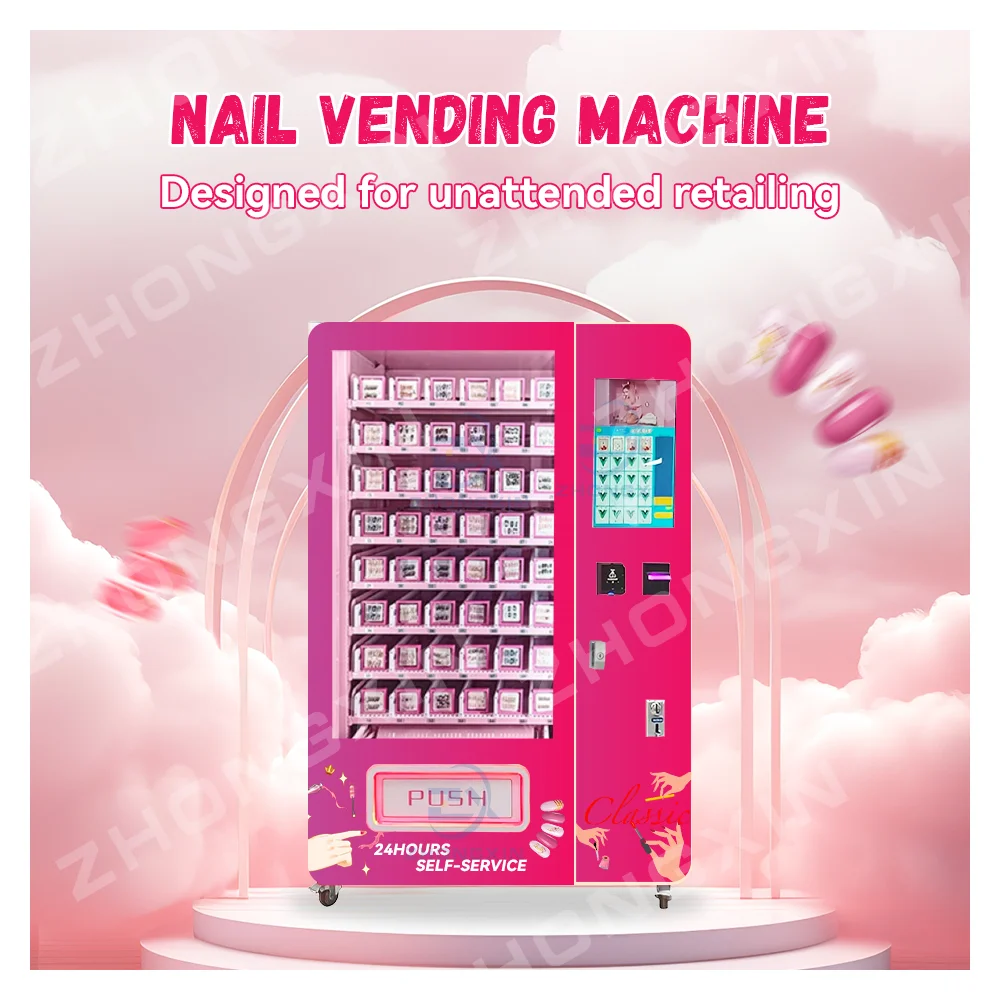 Top sale cosmetics design pink lash vending machine with card reader and large hair beauty vending machine for retail items